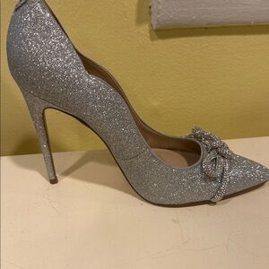 Sam Edelman Silver Glitter Heels with Bow